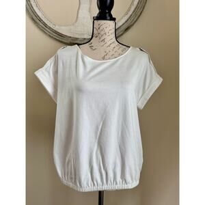 Kenneth Cole New York Women’s White Blouse Short Sleeve Size S